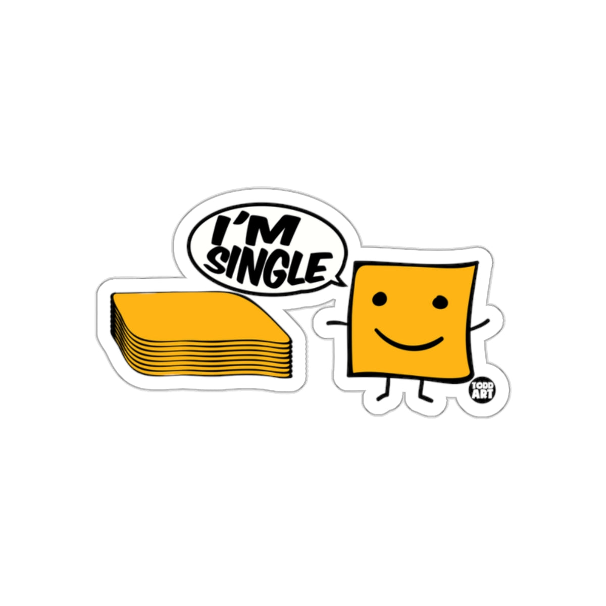 I'M SINGLE Smiling Cheese Stack Sticker Design