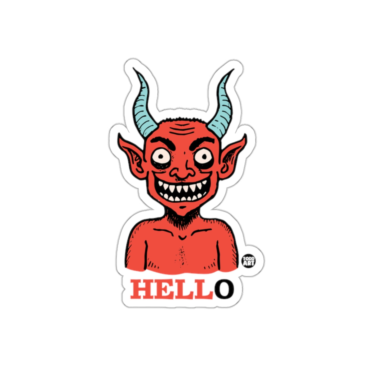 Cartoon Red Devil with Horns Graphic Sticker