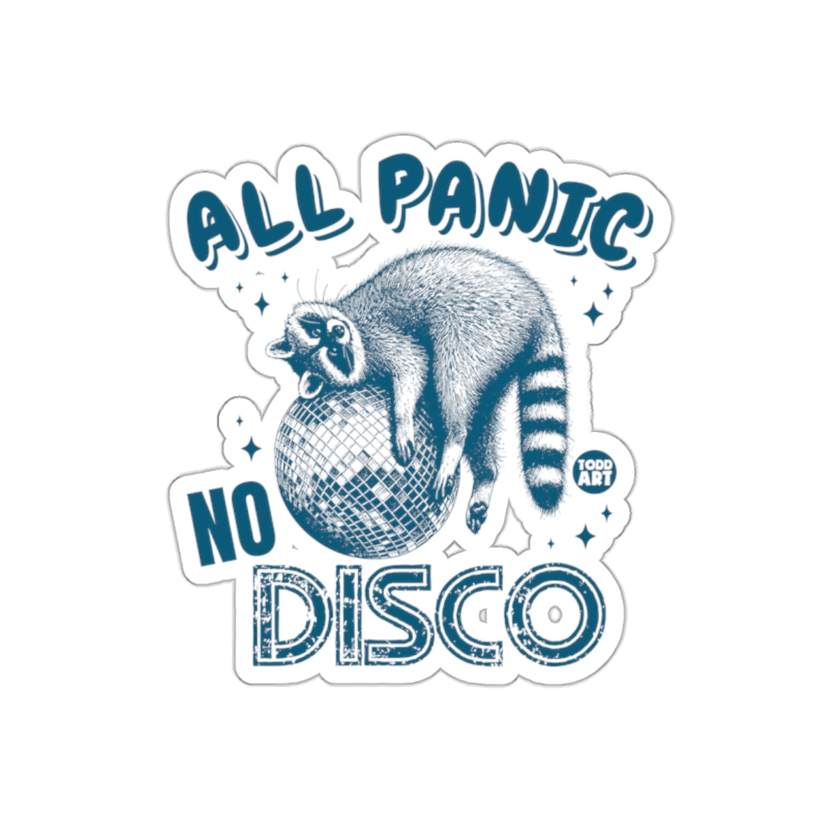 All Panic No Disco Racoon on Disco Ball Art sticker