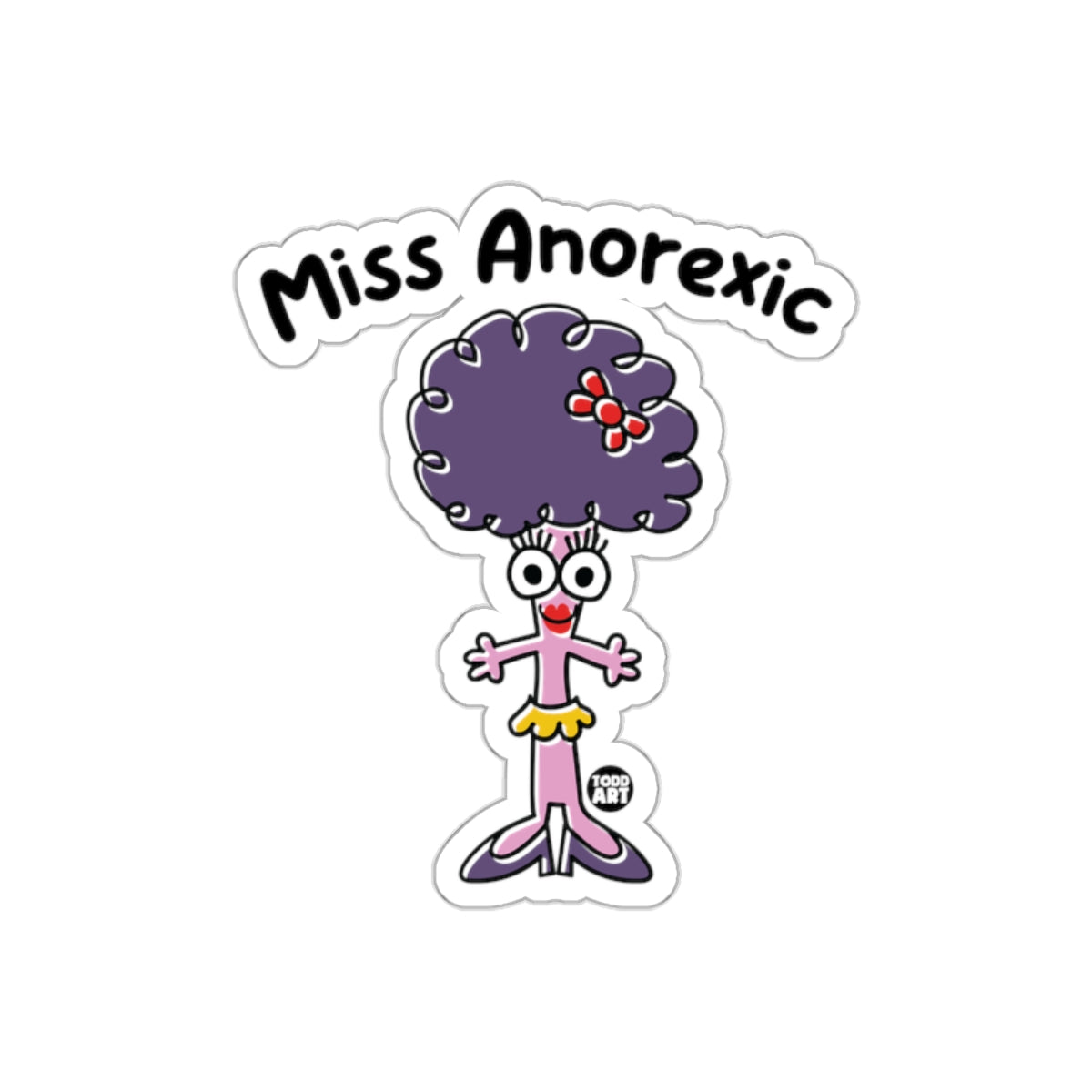Miss Anorexic Cartoon Character Sticker for Artsy Decor