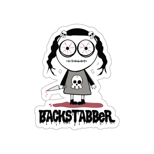 Creepy Doll Holding Bloodied Knife Horror Sticker