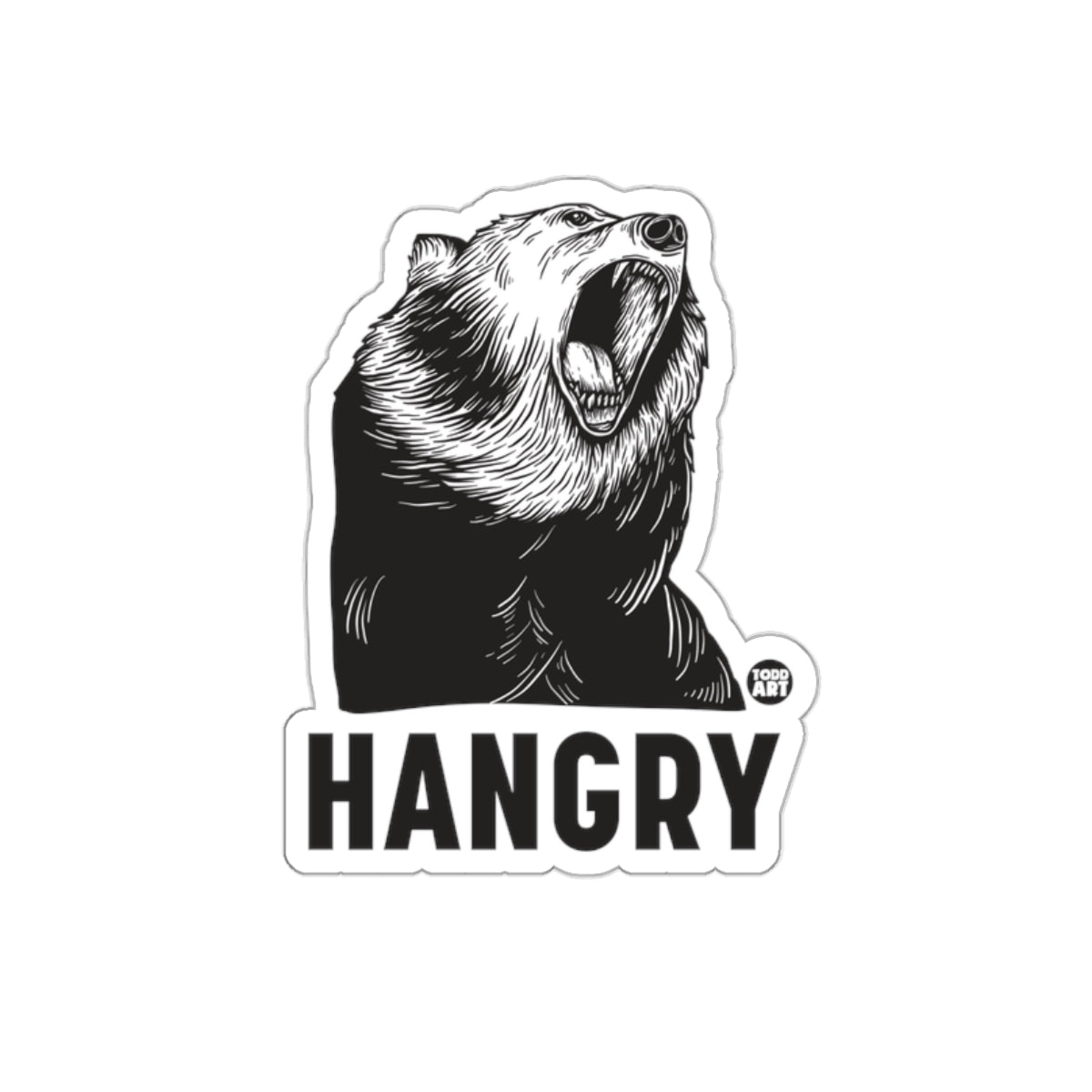 Hangry Roaring Bear Illustration Sticker Product