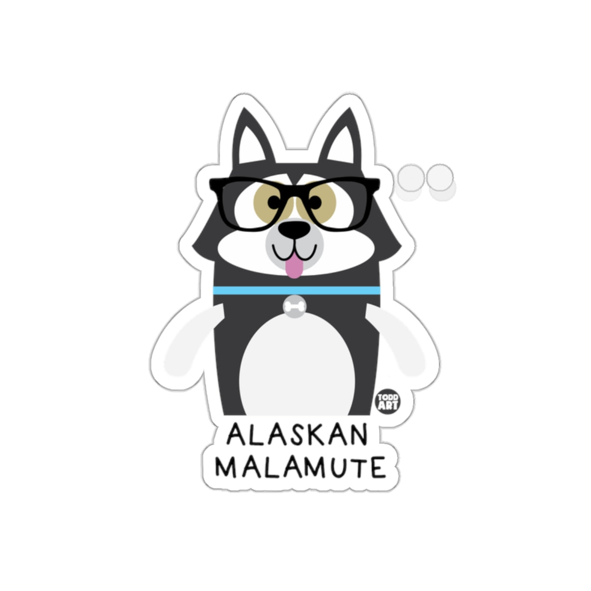 Alaskan Malamute Dog with Glasses Sticker for Fun