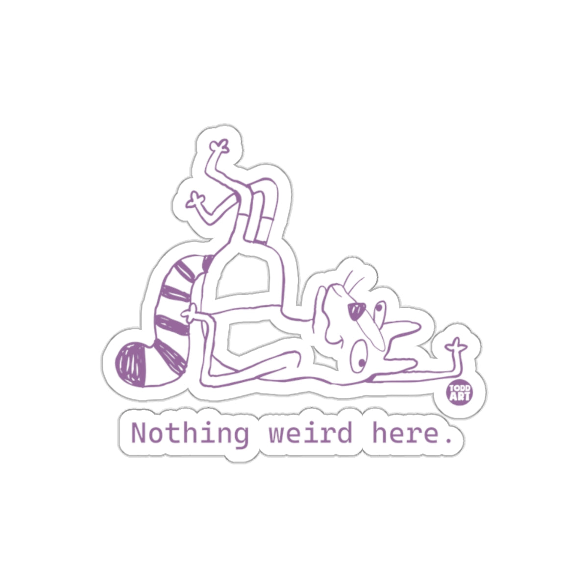 Nothing Weird Here Purple Cat Sticker