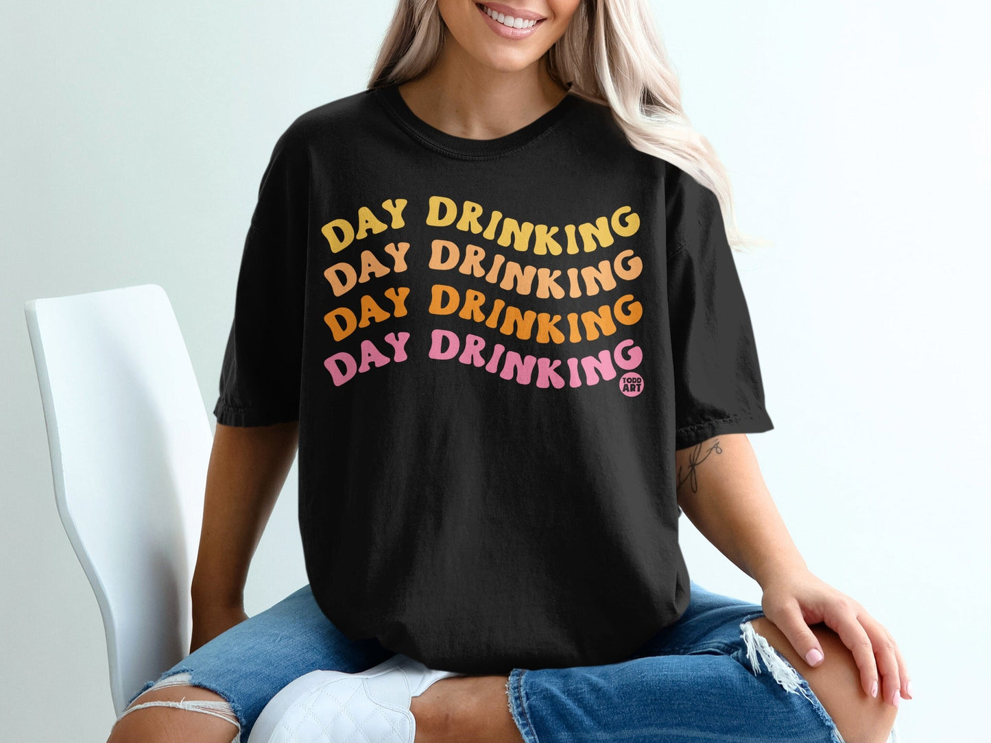 Day Drinking Fun Graphic Tee Shirt Casual Wear