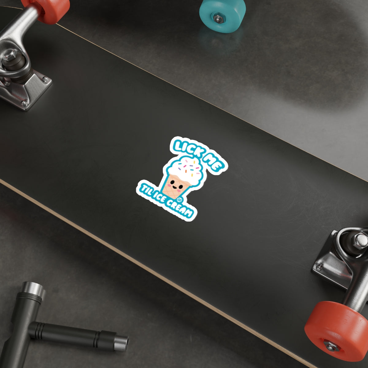 Lick Me Til Ice Cream Funny Skateboard Sticker