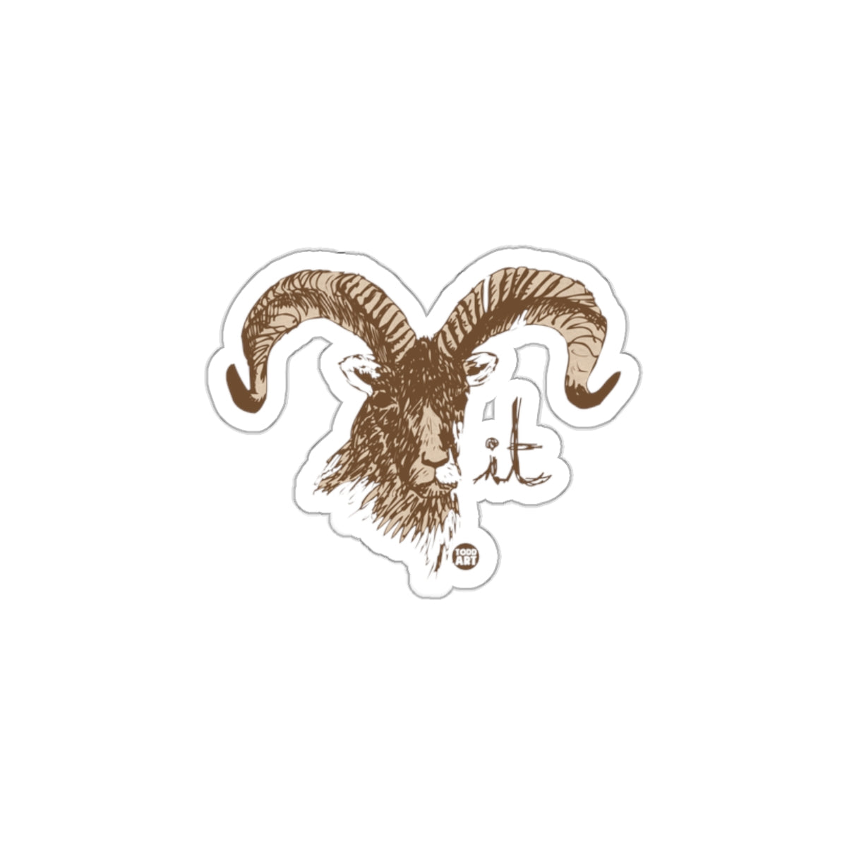 Majestic Mountain Ram Head Art Sticker