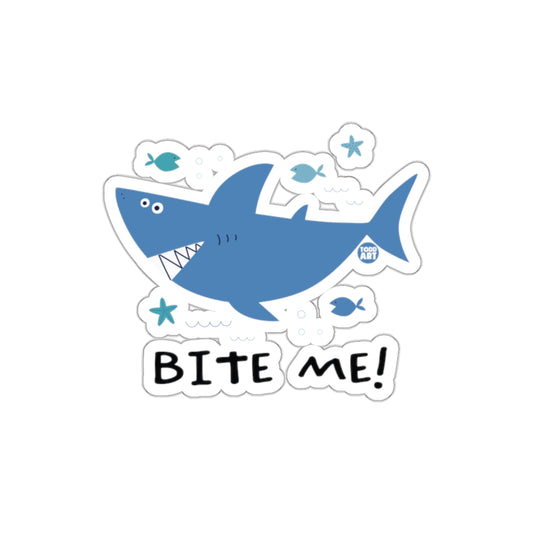 Todd Art Illustration of Shark and Fish Bite Me Stickers