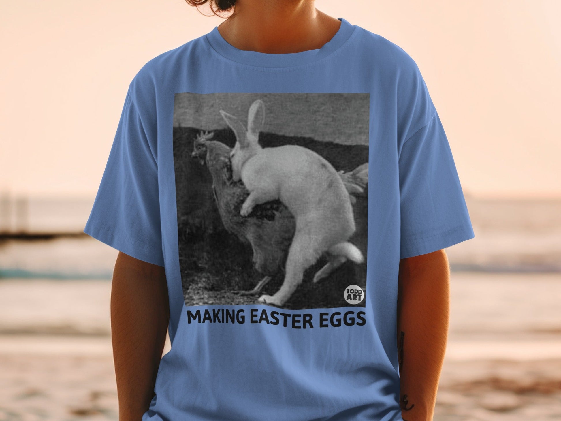 Funny Making Easter Eggs Rabbit Chicken Shirt