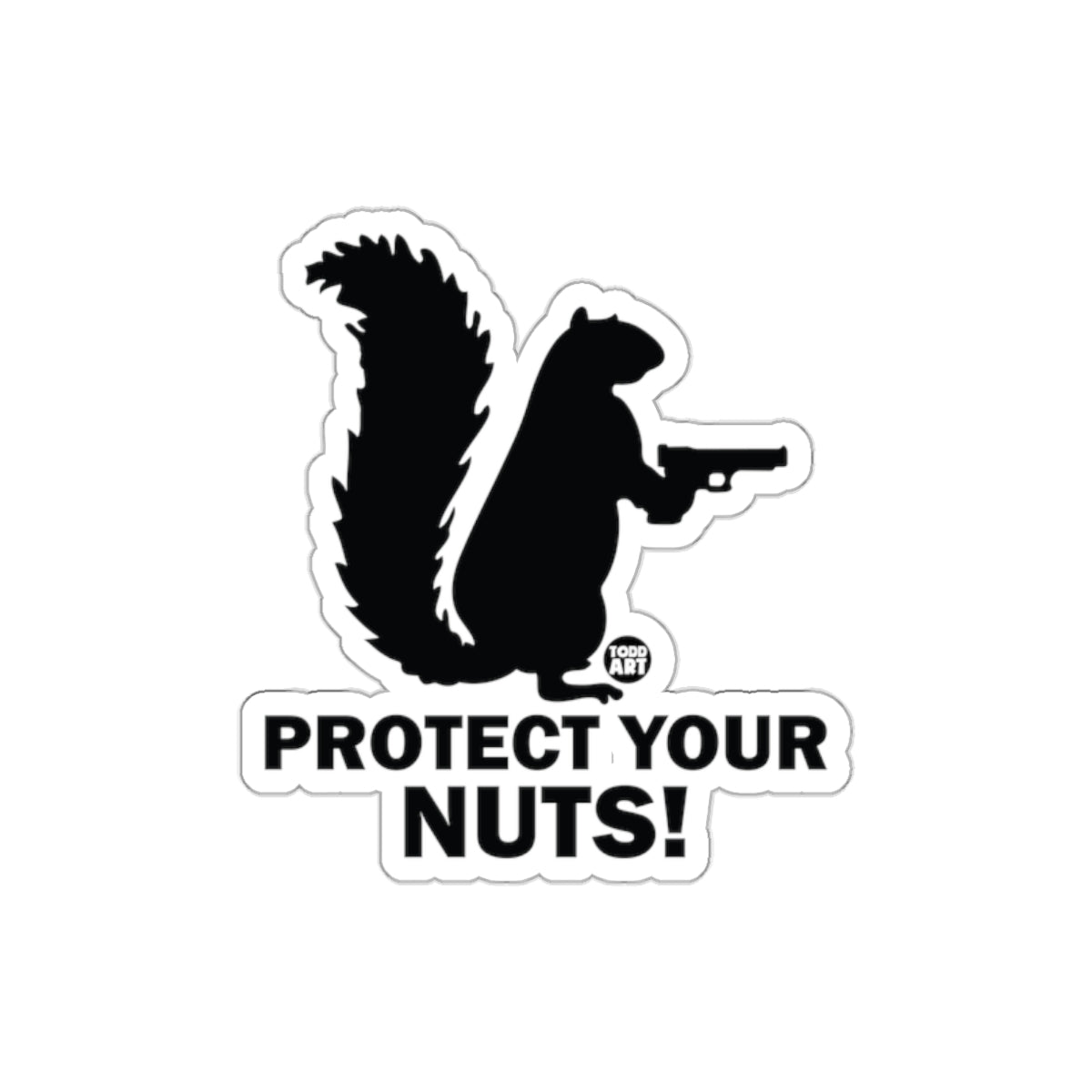 Protect Your Nuts Armed Squirrel Funny Image Stickers