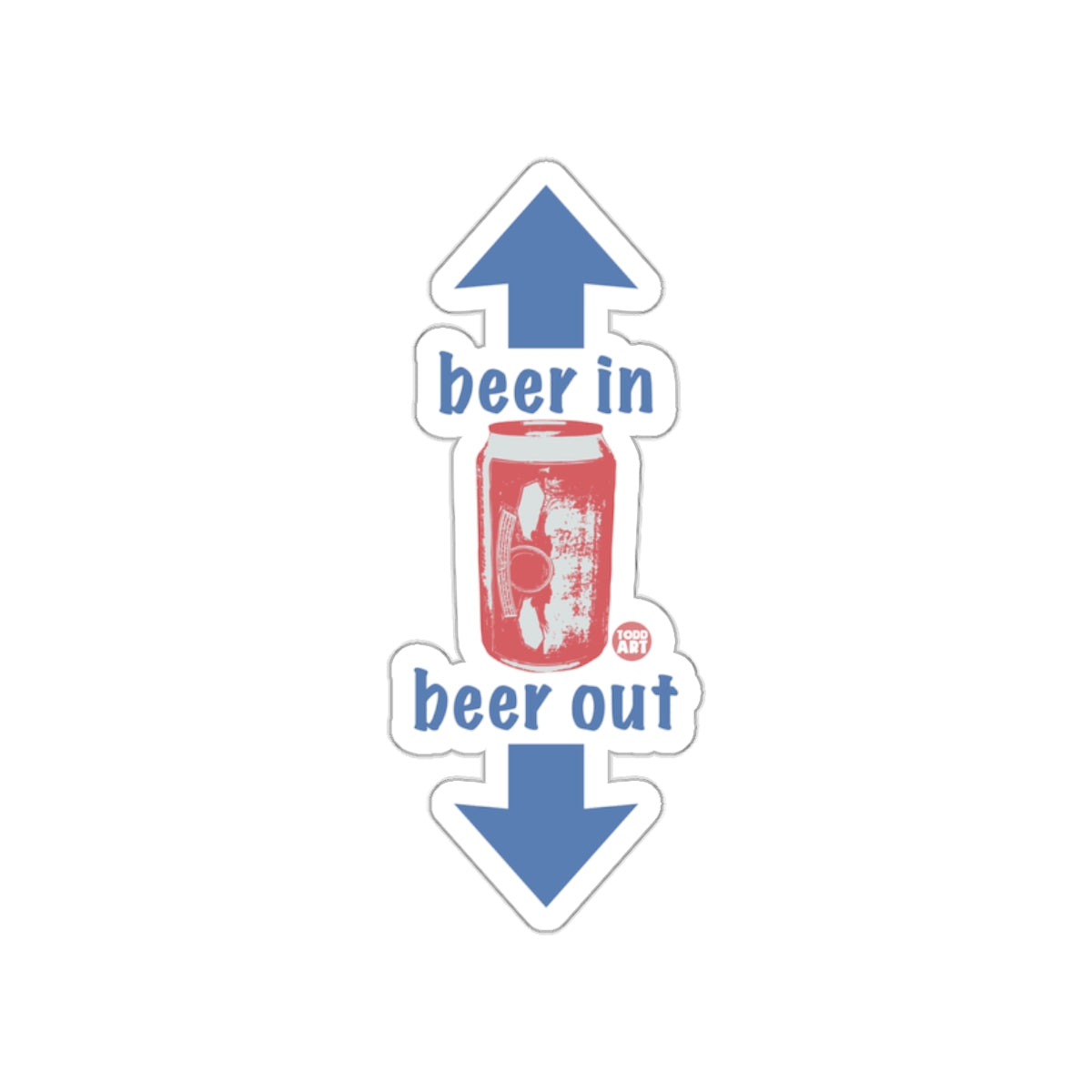Beer In Beer Out Sticker with Up and Down Arrows