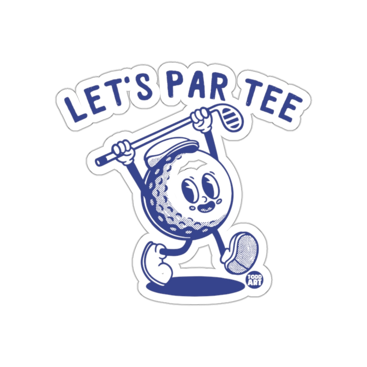 Cartoon Golf Ball Character with Lets Par Tee Stickers