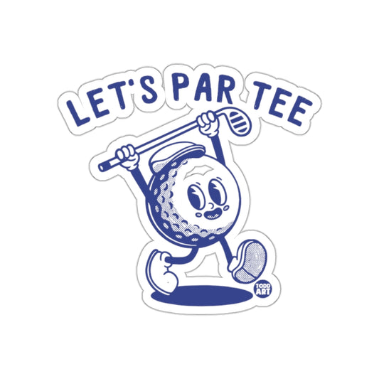 Cartoon Golf Ball Character with Lets Par Tee Stickers
