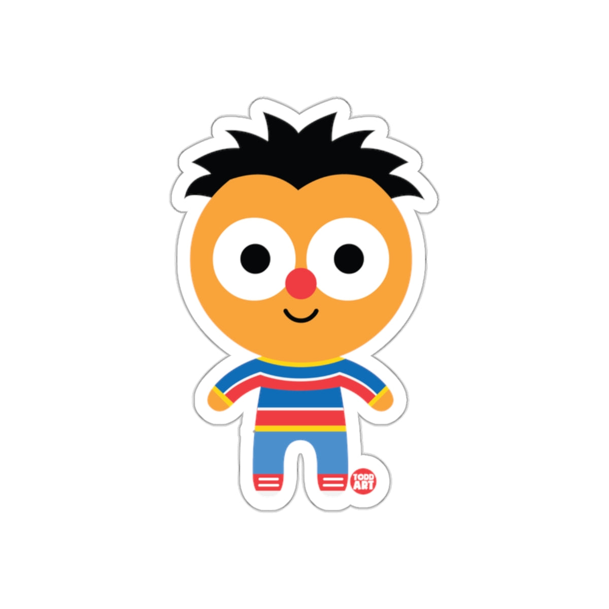 Cute Todd Art Character Sticker with Colorful Stripes