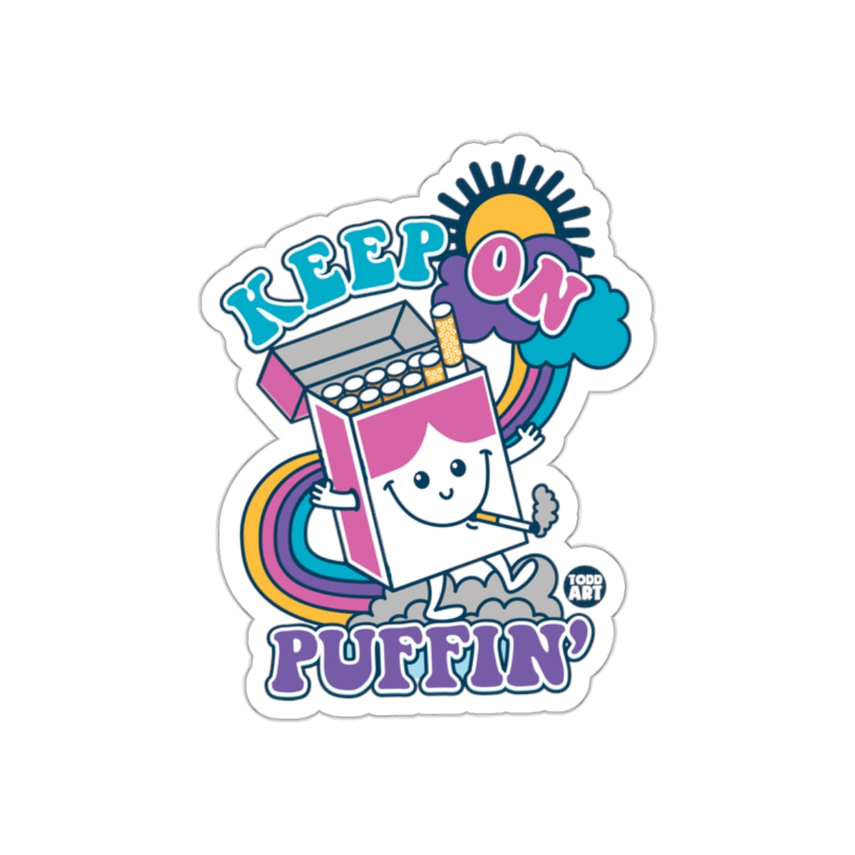 Keep on Puffin' Sticker with Cheerful Cartoon Design