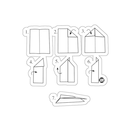 Step-by-Step Paper Airplane Folding Sticker Sheet