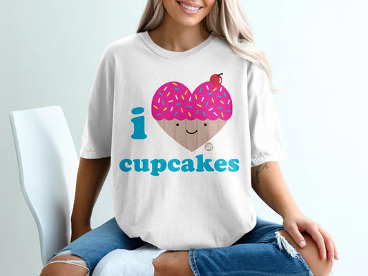 I Cupcakes Graphic Print Relaxed Fit Casual Tee