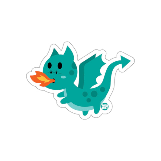 Adorable Fire-Breathing Dragon Cartoon Sticker