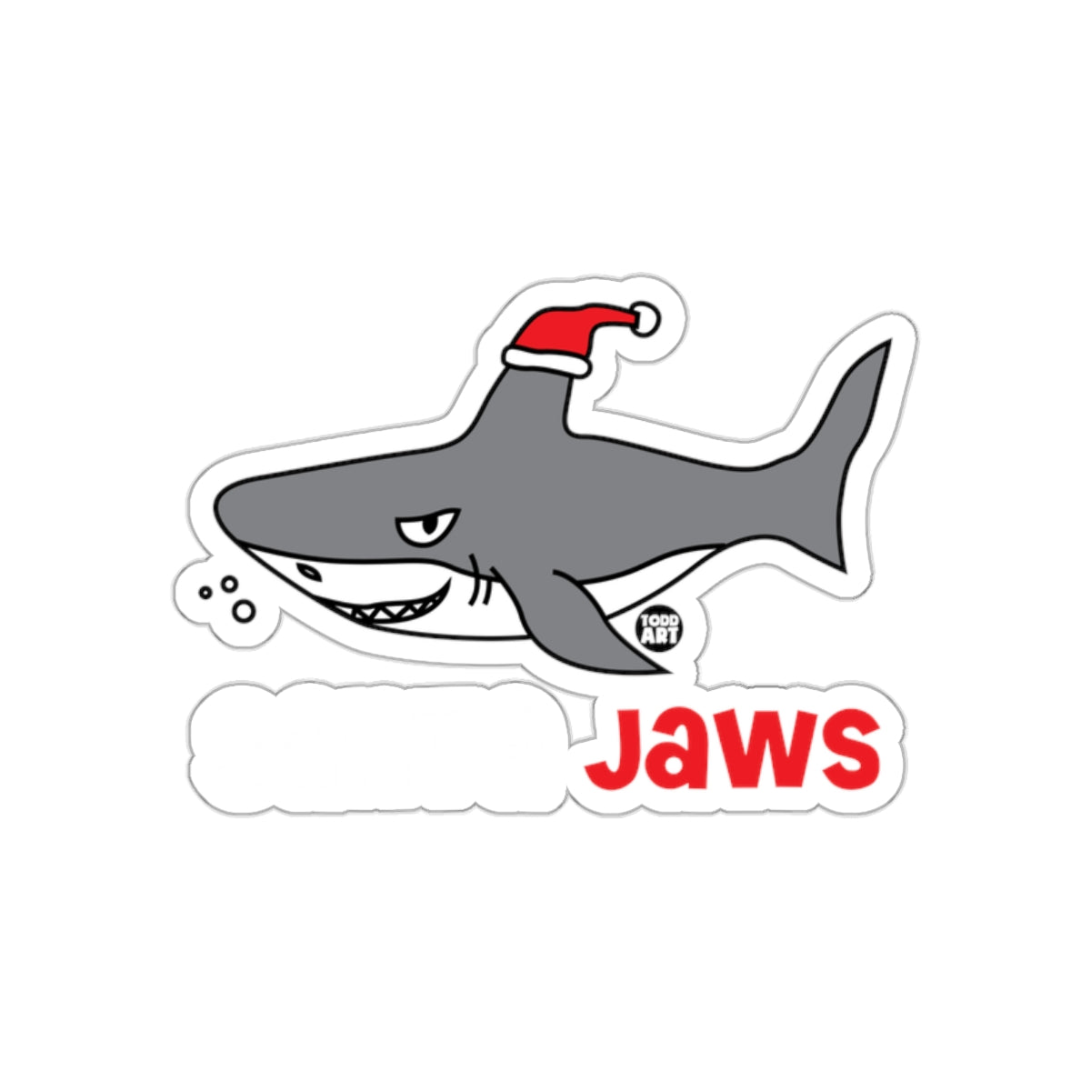 Santa Jaws Festive Shark Sticker Holiday Fun