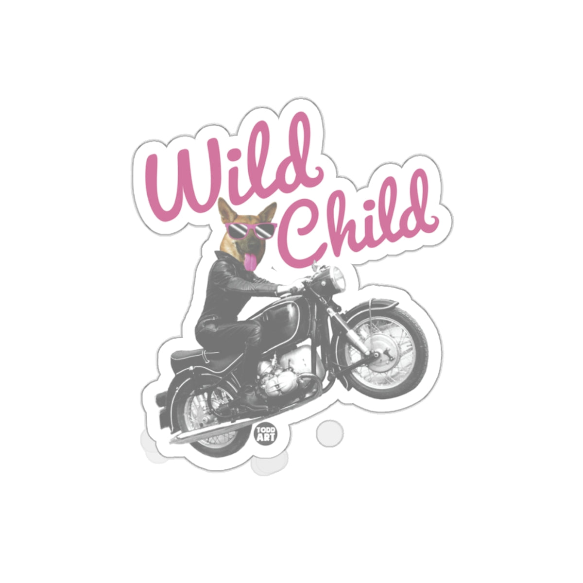 Wild Child Dog Riding Motorcycle Sticker product type