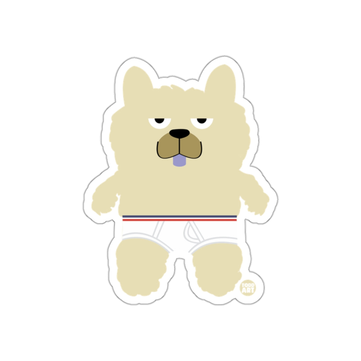 Cute Cartoon Dog in Underwear Sticker for Kids