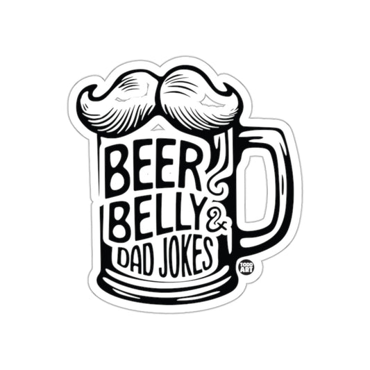 Beer Belly Dad Jokes With Mustache Beer Mug Design sticker