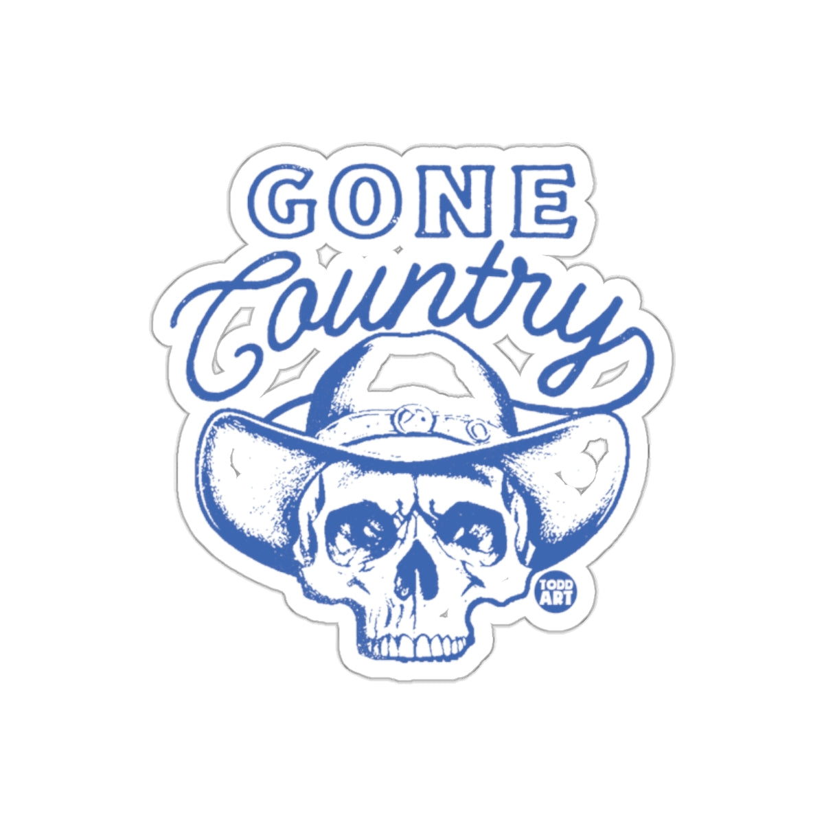 Gone Country Skull with Cowboy Hat Sticker