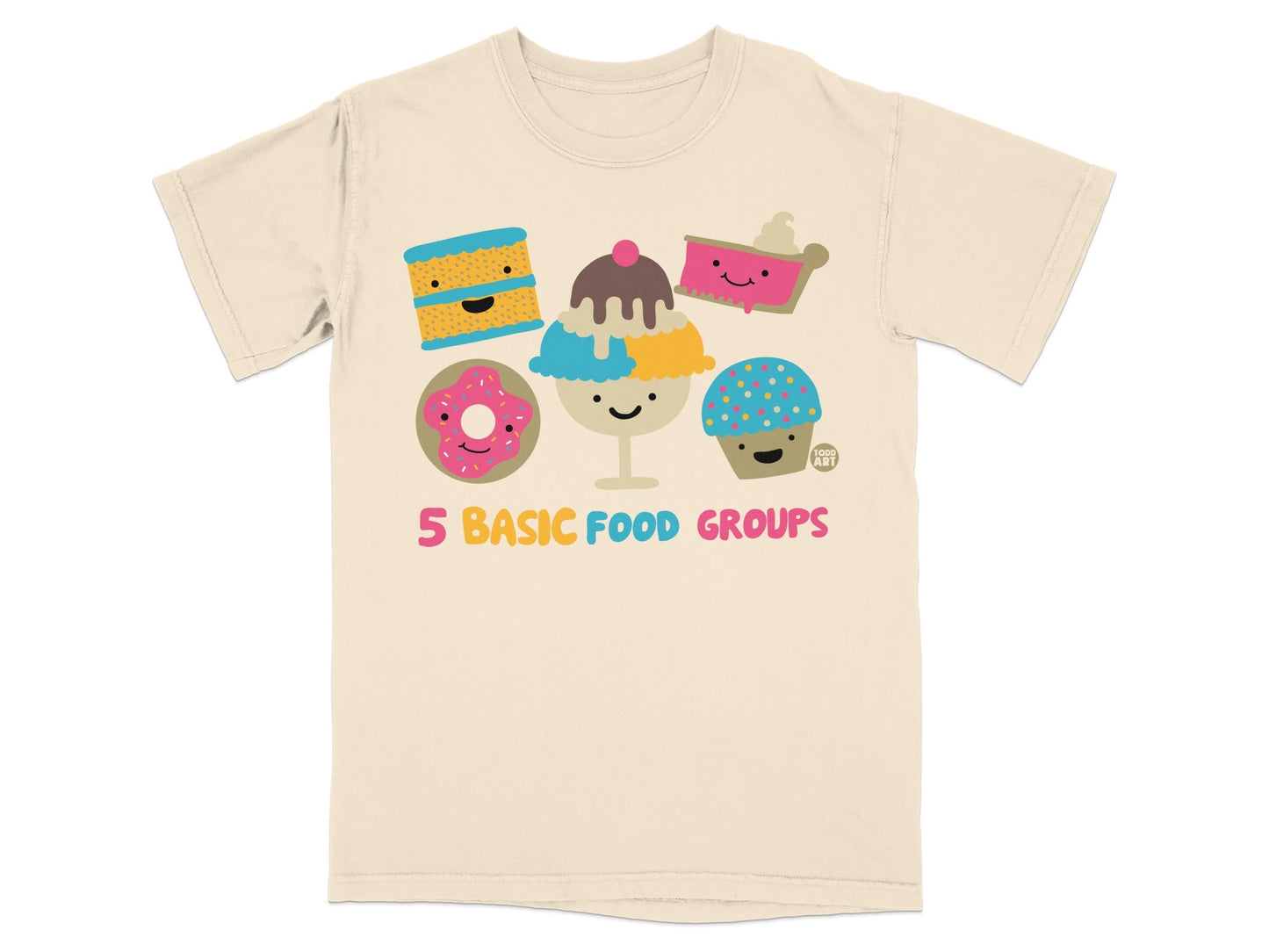 5 Basic Food Groups Cartoon Graphic T-Shirt