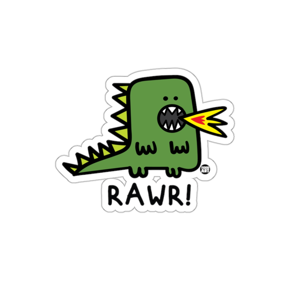 RAWR Green Dinosaur Stickers Perfect for Kids and Fun