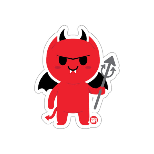 Cute Cartoon Devil Holding Pitchfork Sticker Decal