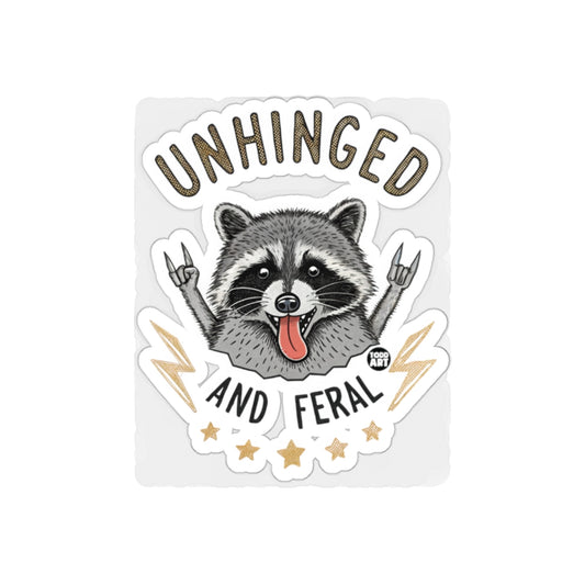 Unhinged And Feral Raccoon Doing Rock Sign Hand Pose Stickers