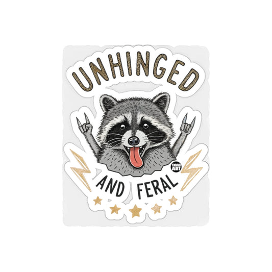 Unhinged And Feral Raccoon Doing Rock Sign Hand Pose sticker