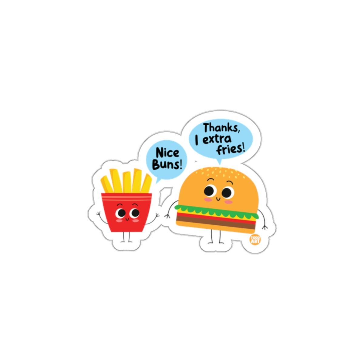 Funny Hamburger and Fries Talking Sticker