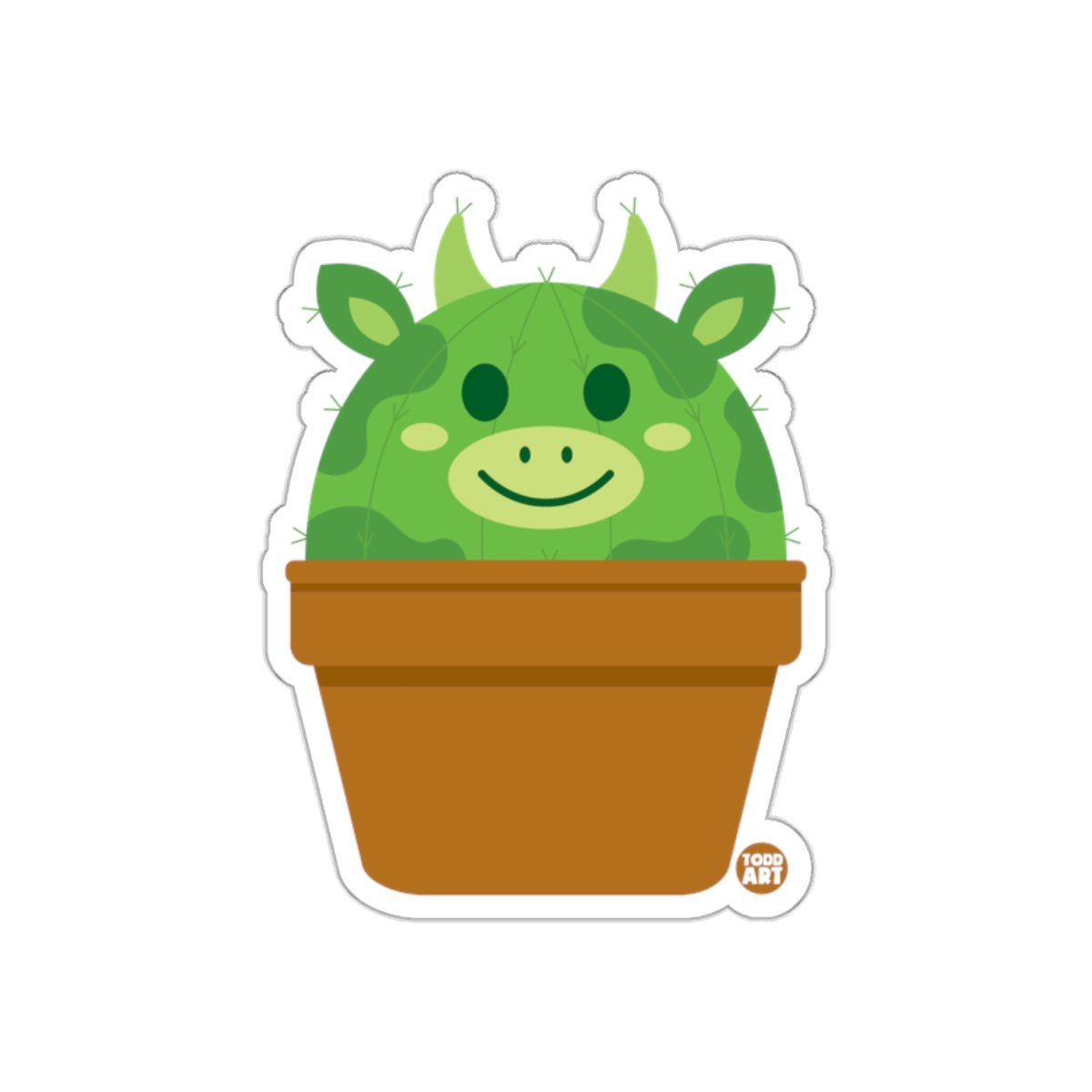 Cute Cactus Cow in Pot Sticker by Todd Art Sticker