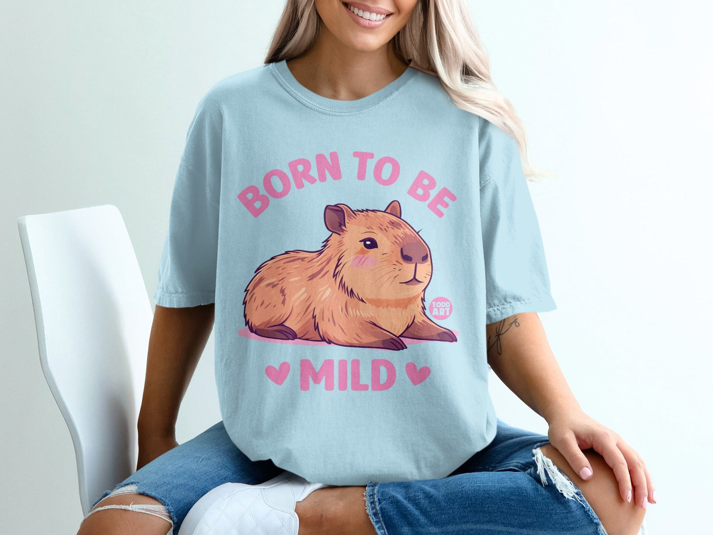 Born To Be Mild Cute Capybara Print Tee