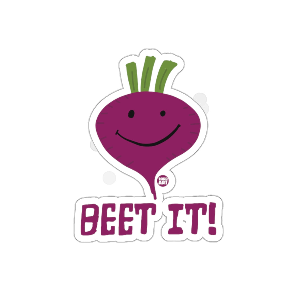 Smile Face Beet It! Sticker with Fun Text Elements