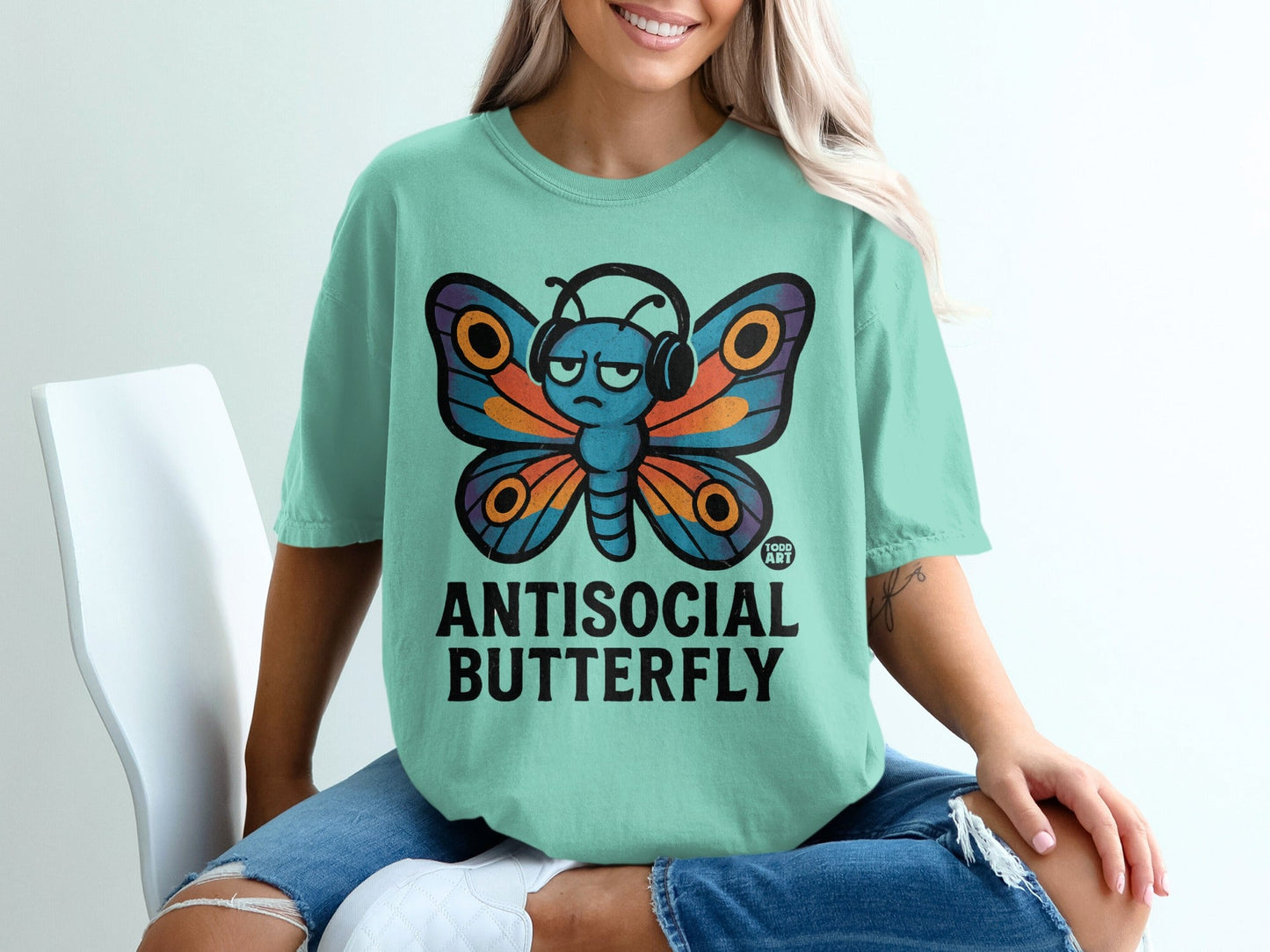 Antisocial Butterfly Headphone Graphic T-Shirt