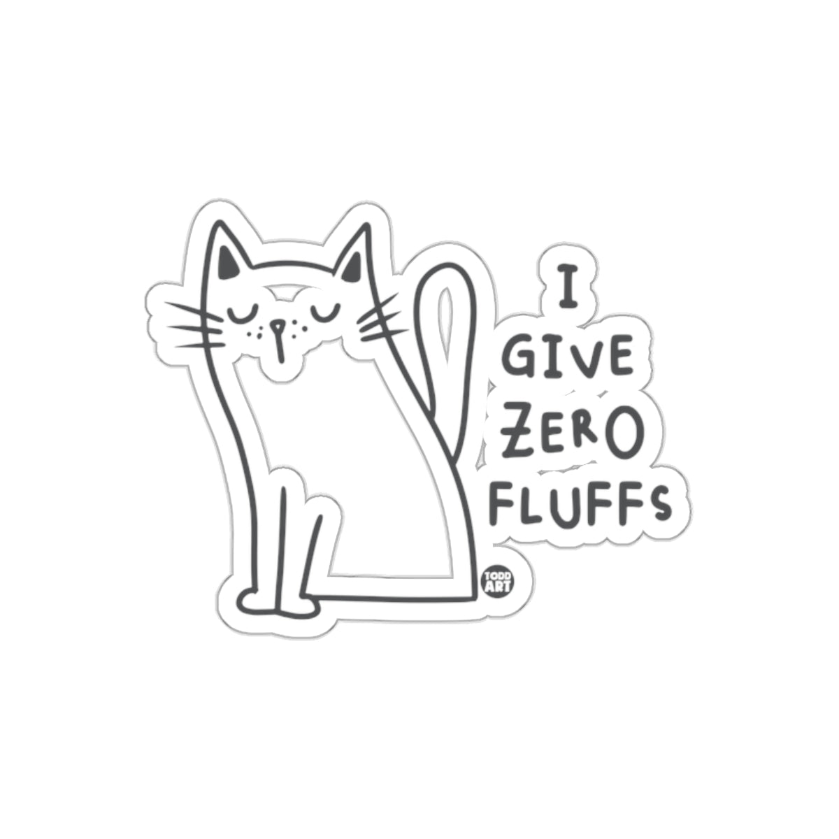 I Give Zero Fluffs Cat Sticker for Fun and Expression