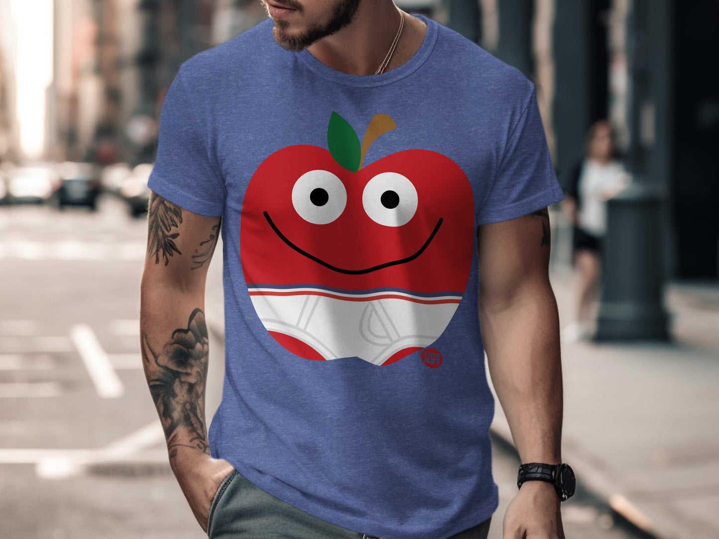 Fun Smiling Apple Face Graphic T-Shirt for Adults
