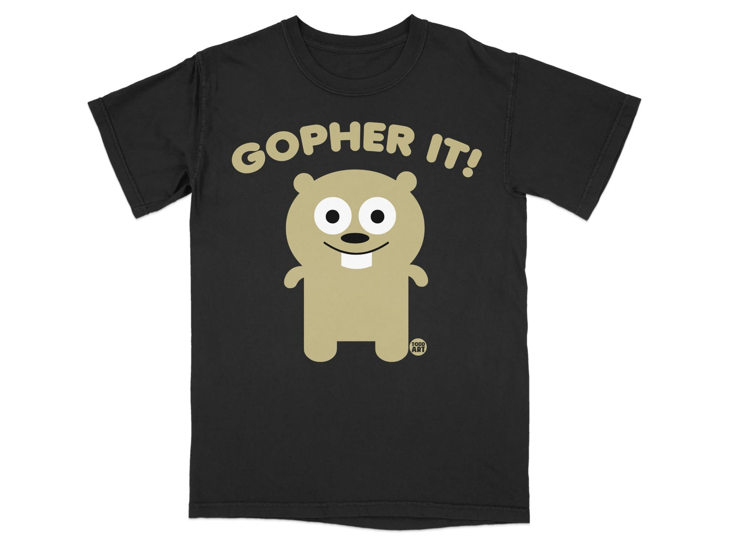 Gopher It Funny Graphic Tee with Cute Cartoon Character