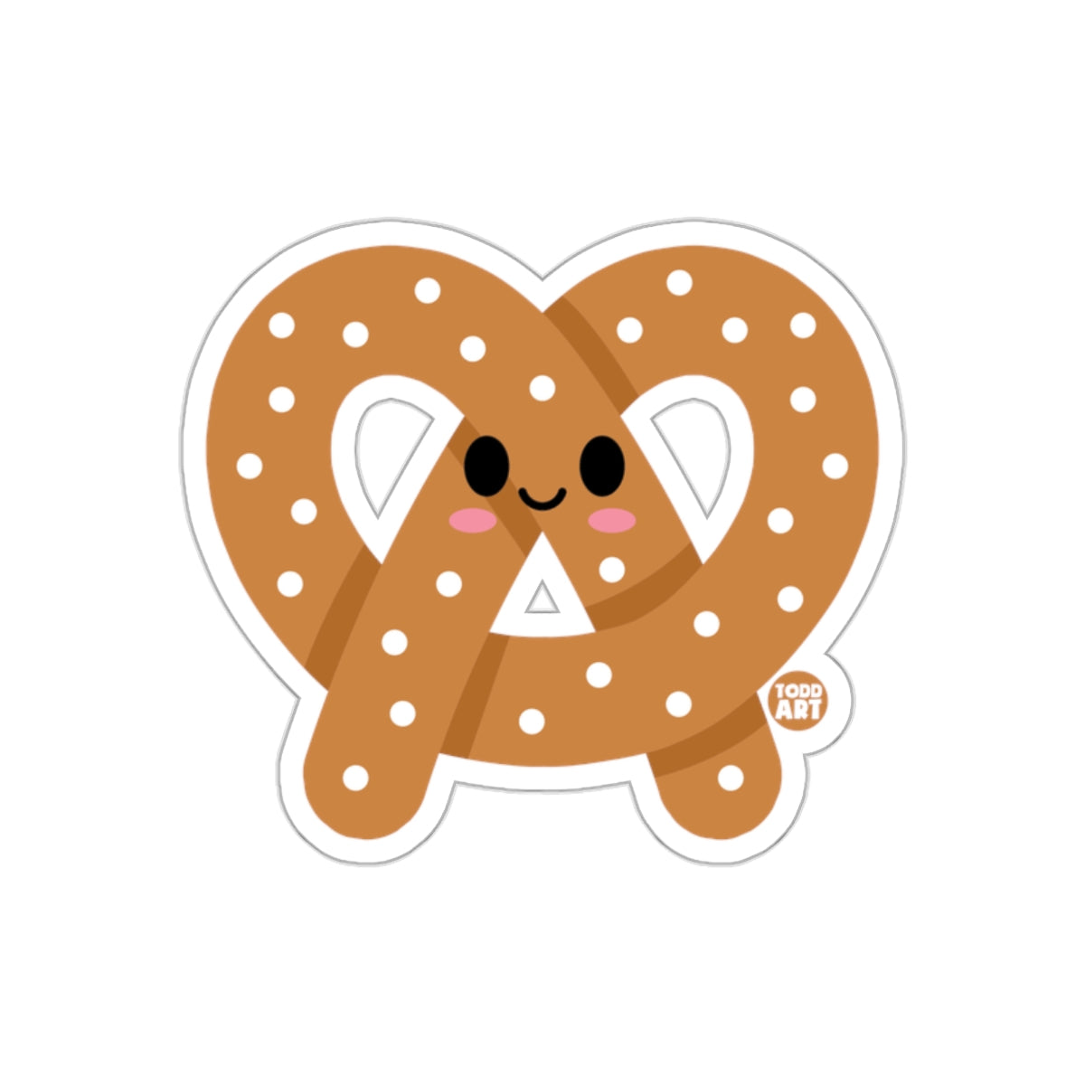 Cute Smiling Pretzel with Salt Dots Design Sticker