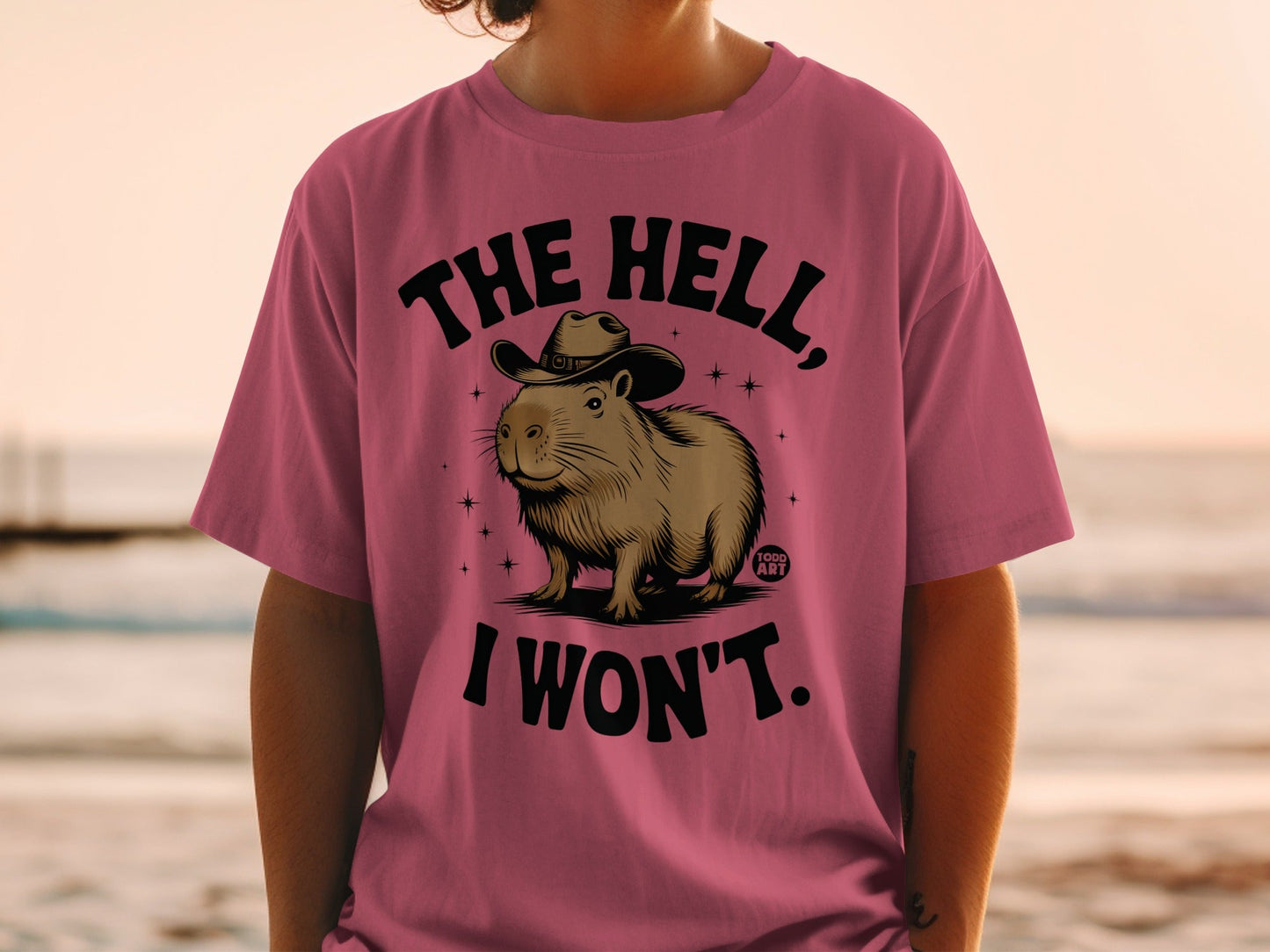Funny Capybara The Hell I Won't Graphic Printed Tee