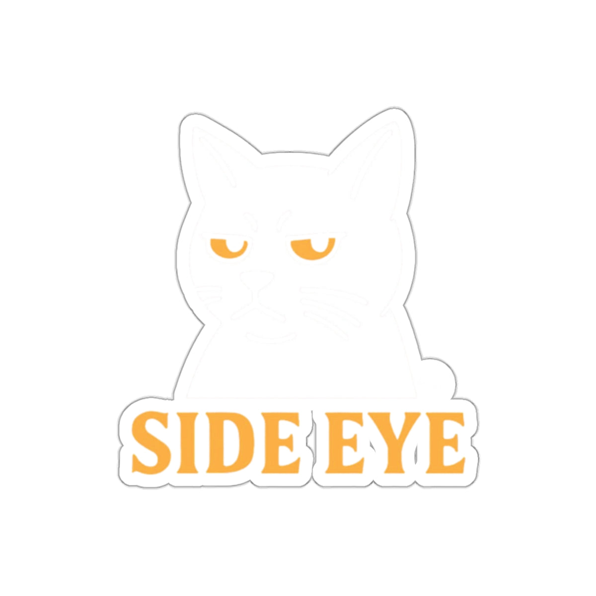 Side Eye Cat Sticker with Yellow Eyes Emoji Design