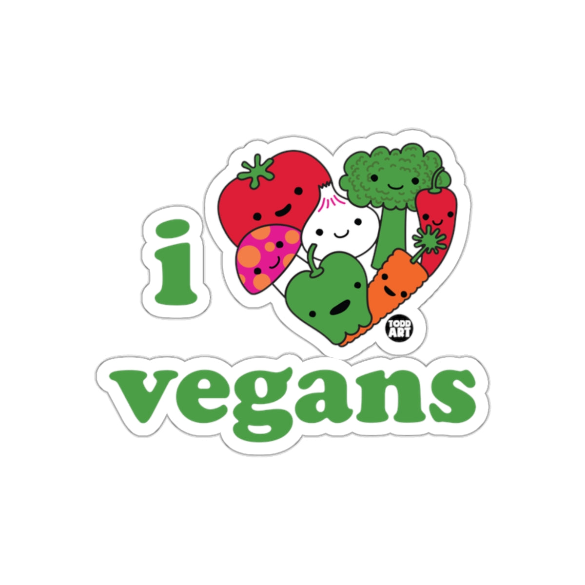 I Love Vegans Cute Cartoon Vegetables Sticker