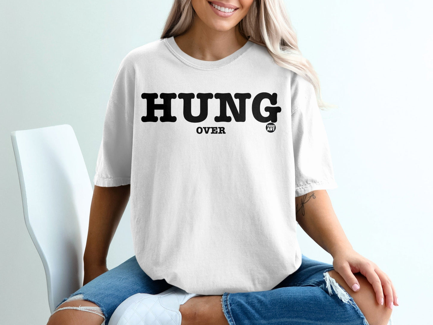 HUNG OVER Bold Graphic White Printed Casual Shirt