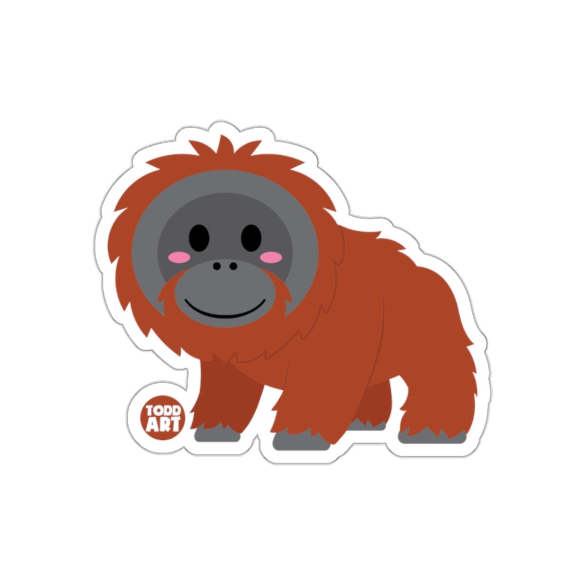 Cute Cartoon Orange Orangutan Animal Sticker