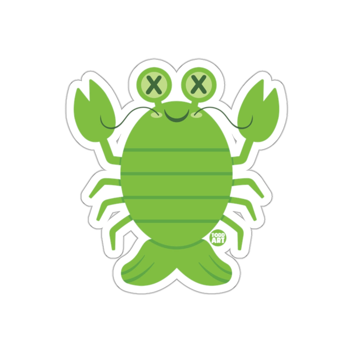 Happy Green Cartoon Crustacean Sticker  Kids Fun Decor