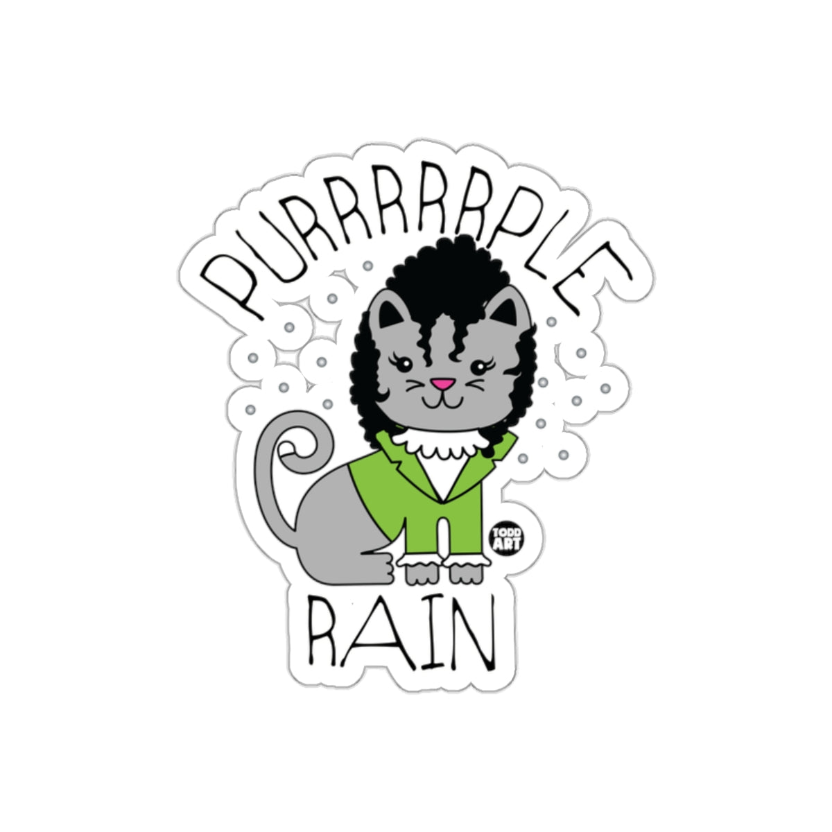 Purrrrple Rain Cat Graphic Illustration Sticker