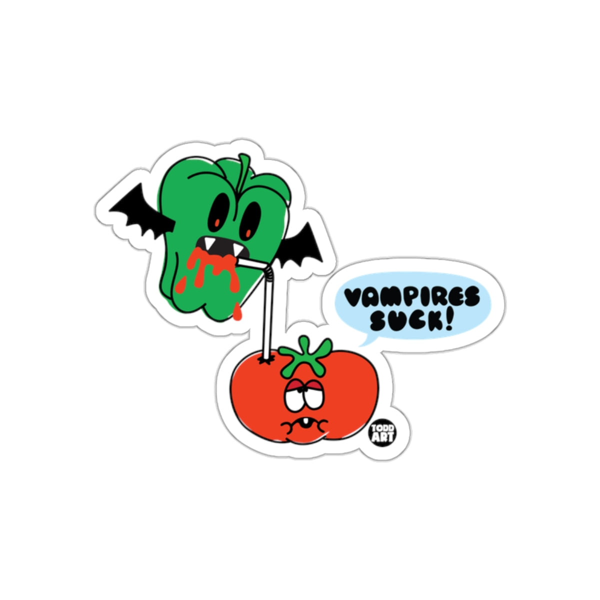 Funny Vampire Bell Pepper Tomato Vampires Suck Sticker