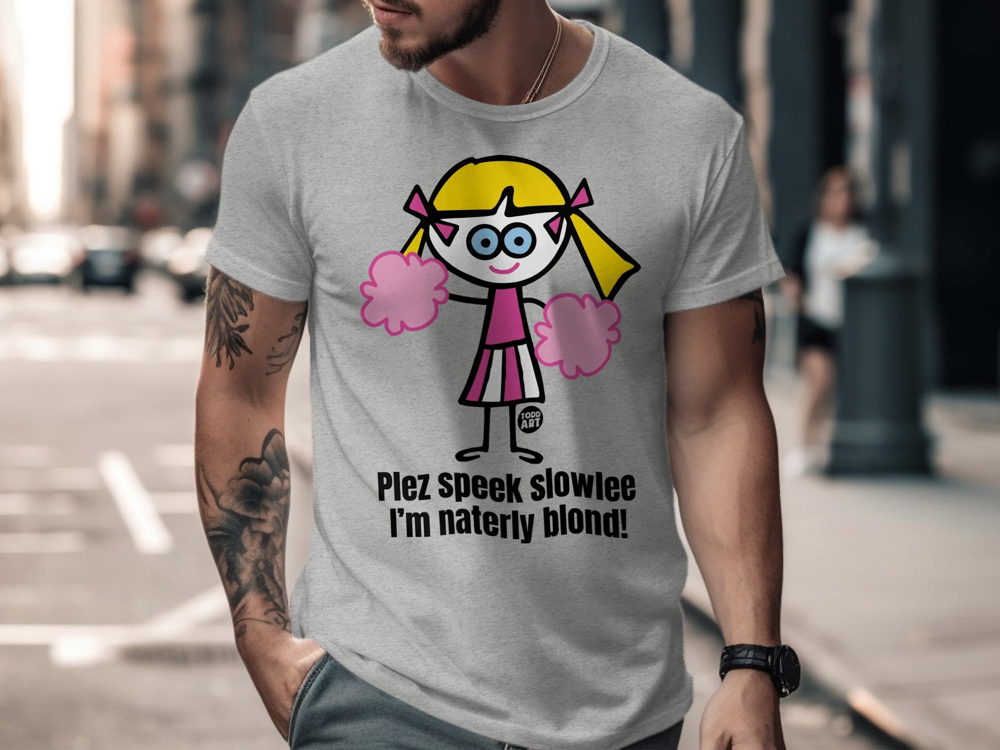 Funny Cartoon Blond Character Graphic Tee
